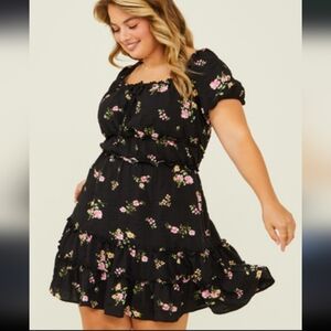 Arula babydoll black floral dress